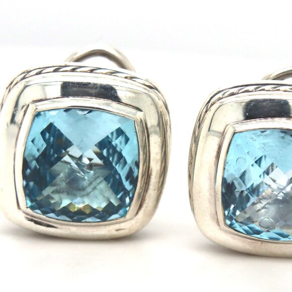 David Yurman Jewelry - David Yurman Cable classic blue topaz omega earrings